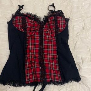 Plaid and black corset